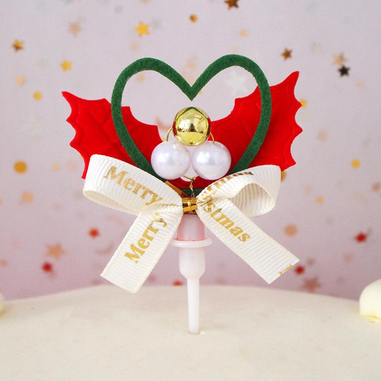 10pcs Christmas Cake Decoration Card Grass Circle Leaves Sika Deer Christmas Tree Gift Package Birthday Baking Dessert Counter Flag
