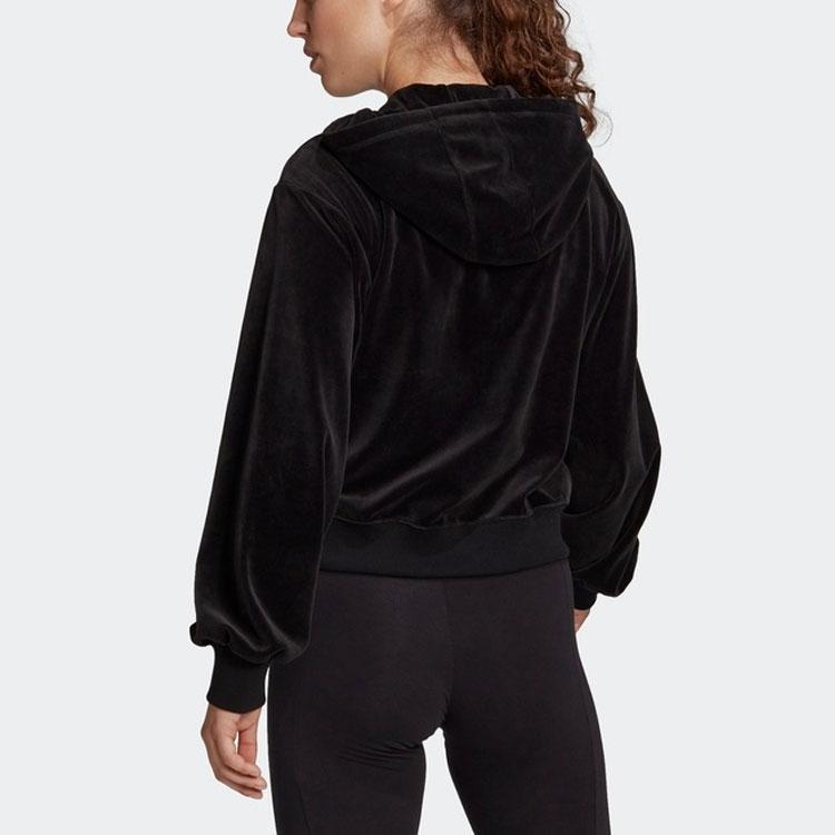 adidas Women's Velour Full-Zip Hoodie Black H25101
