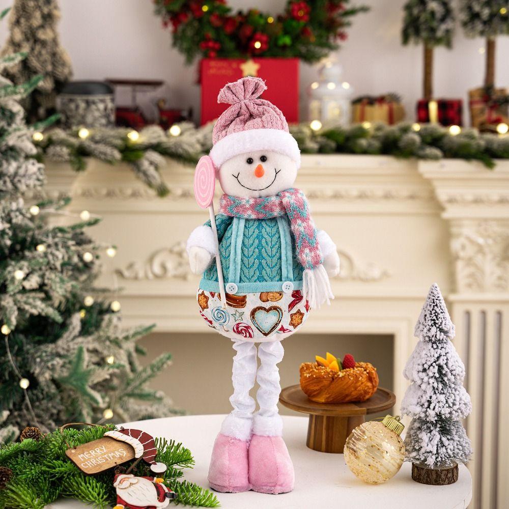 Pink Santa Claus Retractable Doll Creative Retractable Legs Doll Decoration  Party Favors