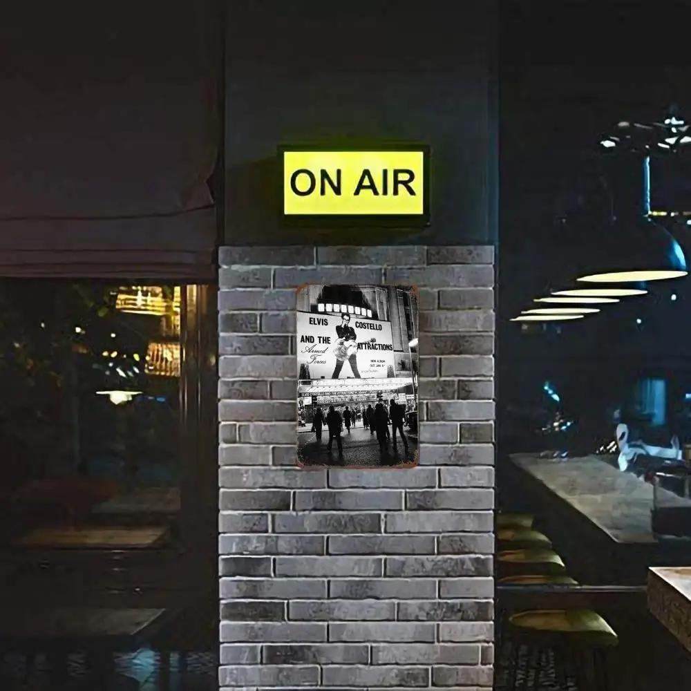 Elvis Costello & The Attractions Band Decor Poster Vintage Tin Sign Metal Sign Decorative Plaque for Pub Bar Man Cave Club Wall