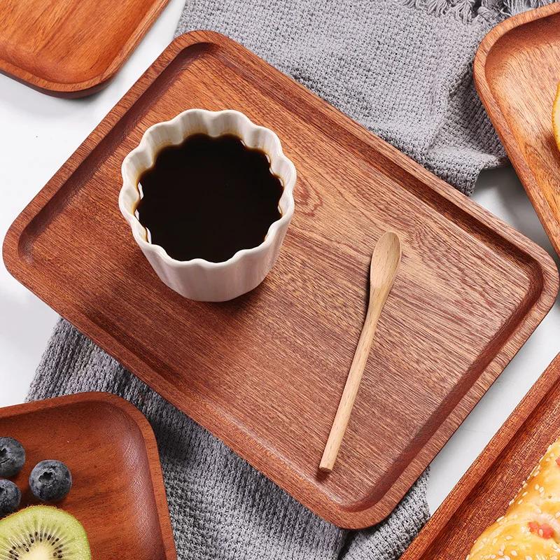 Holzplatte Massivholz Essteller Unzerbrechliches Geschirr für Küche Geschirr Snacks Obstschale Dessert Servieren