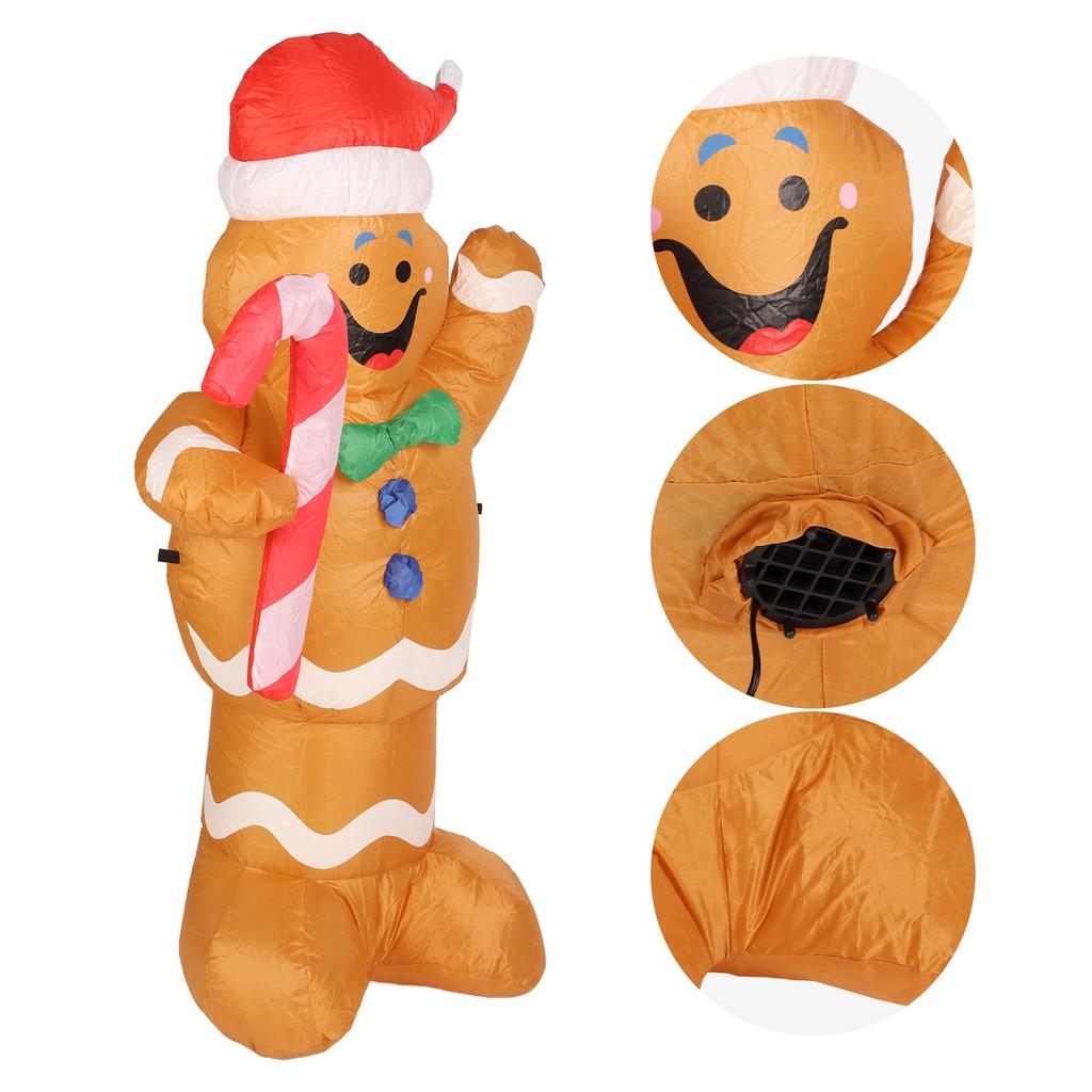 1.5m Height Christmas Inflatables Gingerbread Man with Candy Canes Blow Up Yard Decoration Snowman