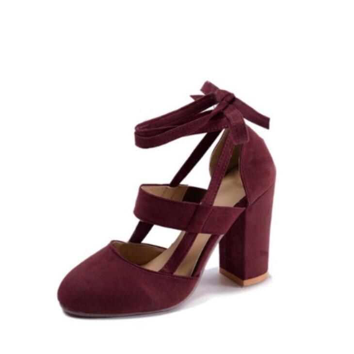 

Женские летние сексуальные замшевые сандалии на толстом высоком каблуке для вечеринок 35 вино красного