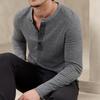 Mens Long Sleeve Crew Neck Fitted Casual Solid Henley T Shirt Top