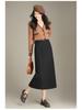 2025 Korean Grey Polka Dot Wool A-Line Skirt: Women's Autumn/Winter Straight Cut, Mid-Length with Back Slit