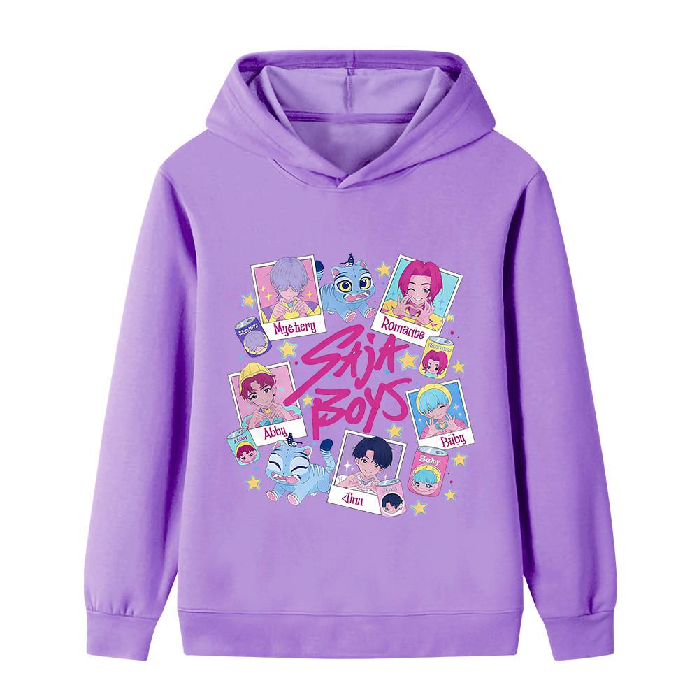 B1206 Kids Boys Girls Sajaboys Kpop Rumi Zoey Mira Print Long Sleeves Hoodie