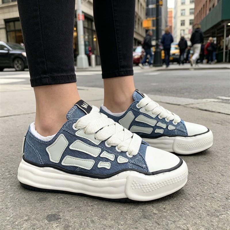 MMY X AMIRI Collaborative Chunky Sneakers Low-Top Unisex Casual Shoes With Bone Motif Thick Sole
