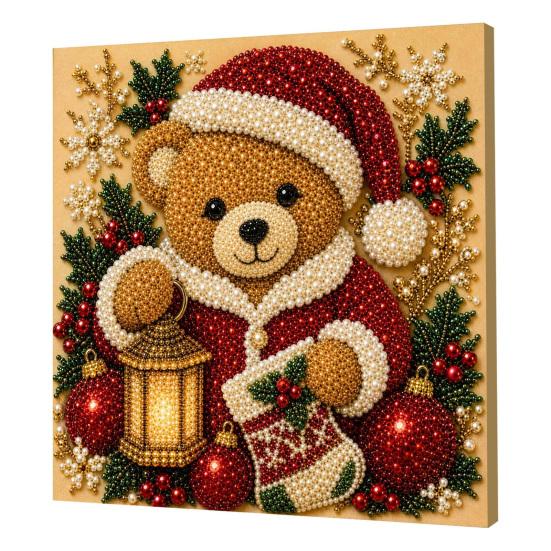 Kit per Creare Decorazioni da Parete Kit Artistico con Perle Finte di Natale, 20x20cm Pittura Natalizia Fai da Te Progetto di Artigianato Multidimensionale Diamanti 3D Scintillanti per Adulti, Festivo