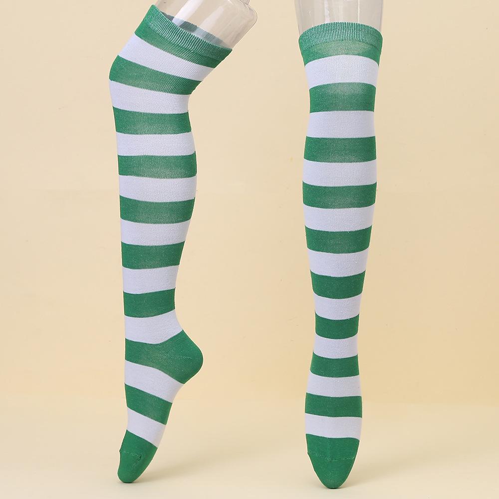 European & American Halloween Christmas Striped Over-the-Knee Socks for Women's Cosplay