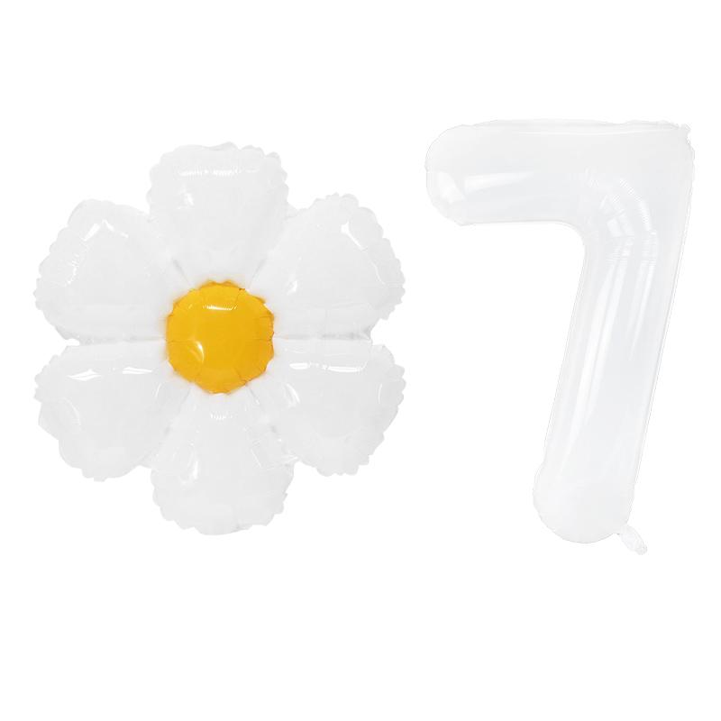 White Daisy Flower Foil Balloons with 32inch 0-9 Number Balloon Kids Birthday Party Decorations Baby Shower Air Globos INS Hot