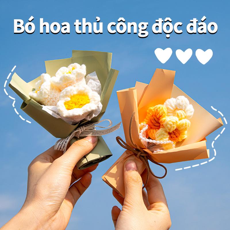 Sunflower Bouquet Gift Handmade Knitted Creative Valentine's Day Gifts For Girl DIY Simulate Bouquet Handmade Knitted Bouquet