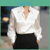 Polyester Long Sleeve Shirt For Women With Solid Color And Elegant Design For Office Wear