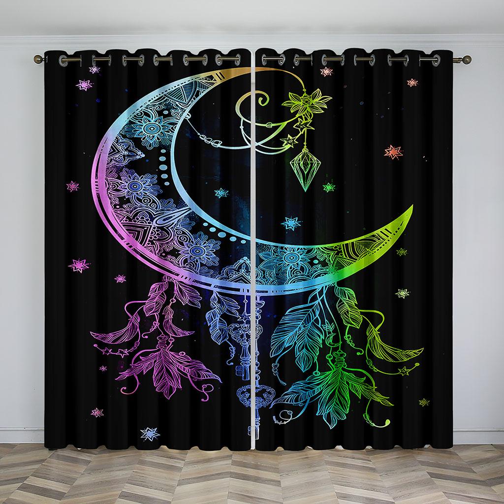 Dreamnet Feather pattern Digital print pattern Living Room room Master room decorative curtain 90g polyester fiber two panels