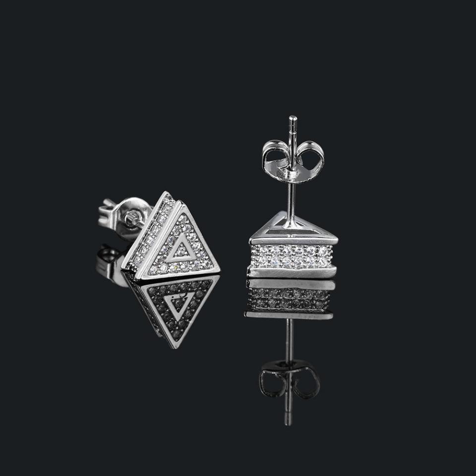 ZAKOL Trendy Hip-hop Rock Triangle Zircon Stud Earrings For Women Men Micro-set Piercing Crystal Daily Jewelry Accessories