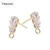 Korean Fashion Earrings Making Accessories 14k Gold Plated Zirconia Rectangle Post Earring Findings Materials Crafts Wholesale