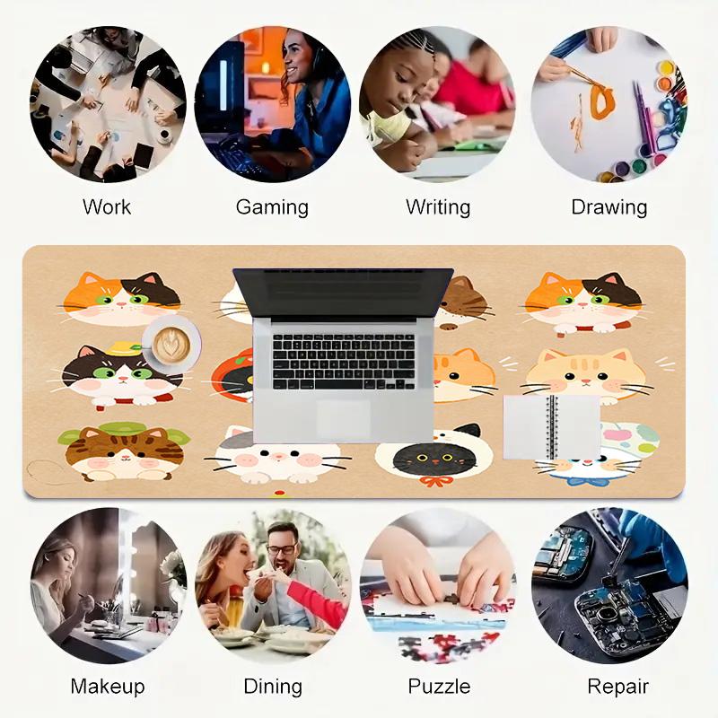 Cat Collection Xl Gaming Mouse Pad Nonslip Rubber Base Stitched Edge Waterproof Desk Mat For Pc Laptop Gamer Office Computer Accessories C927161