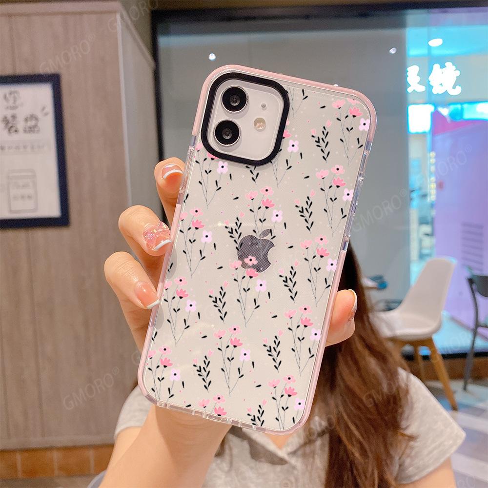 Small Fresh Floral Mobile Phone Case iPhone15 Hot-selling Transparent Mobile Phone Case Apple 17promax Soft Case