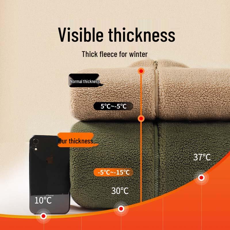 Jeanswest Men's Double-Sided Fleece Stand-Collar Jacket