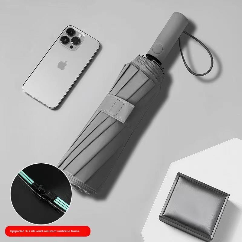 One-Touch Automatic Electric Umbrella, Dual-Purpose for Sun and Rain, Large Folding Windproof Umbrella with Black Coating for Sun Protection