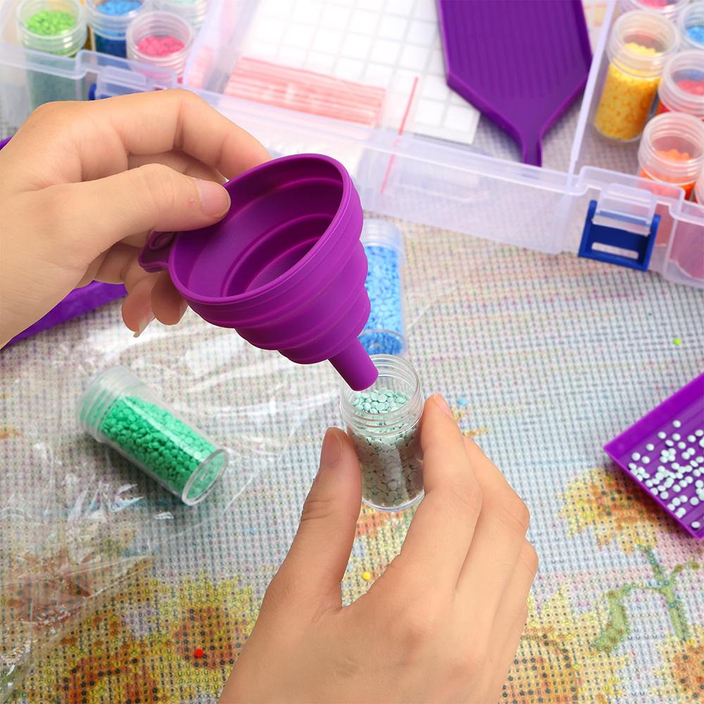 119pcs 5D DIY Diamond Painting Tools Container Case With 40 Slots Storage Container Box,drill pen,Clay ,Tray and Funnel Kits