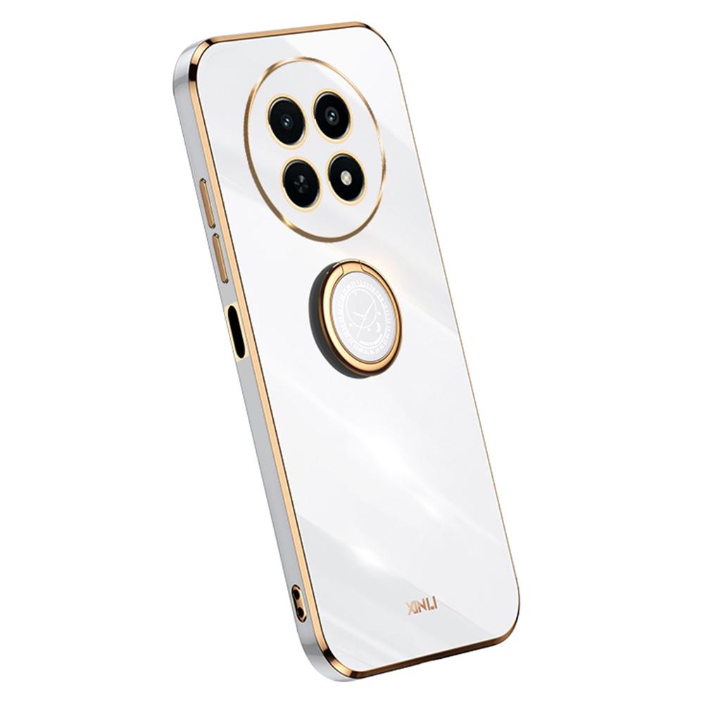 

XINLI For Realme 12 5G/12x 5G Case Anti-Drop Ring Kickstand TPU Electroplating Phone Cover White