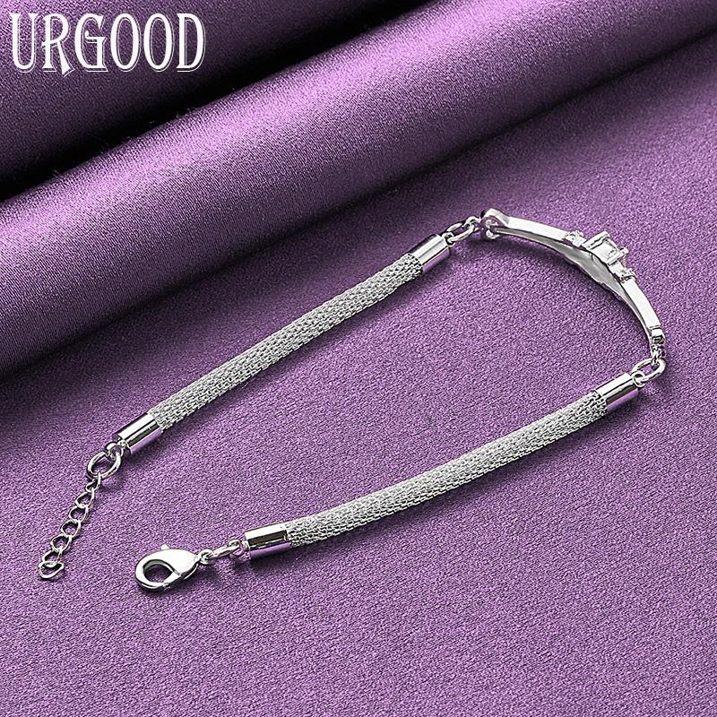 925 Sterling Silver Snake Chain AAA Zircon Bracelet Gift Fashion Jewelry