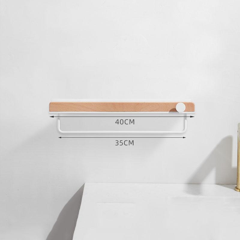 White Aluminum Bathroom Shelf Solid Wood Shower Storage Shelf Wall-mounted Toilet Shower Holder Rack Bathroom Accessories