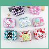 Kuromi Hello Kitty Cinnamoroll Checkered Pattern Portable Makeup Bag Storage