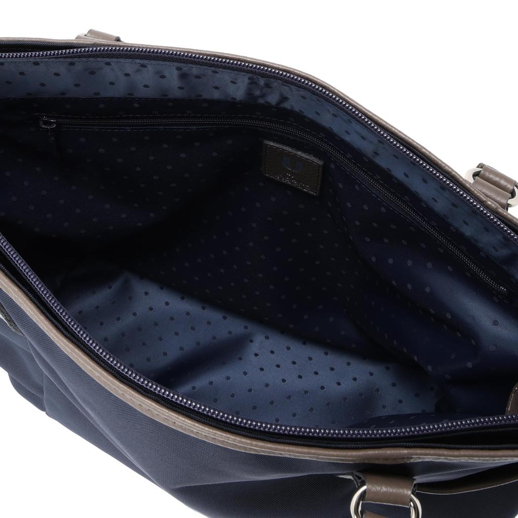 U by Ungaro Plume Tote Made of Nylon and Cowhide Shoulder A4 Made In Navy Bag, Leather, Lightweight, Bag, Size, Women's, Neat, Simple, Casual, Japan,