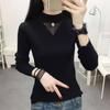 New Women's Turtleneck Pullover Slim Knit Jumper Winter Hollow Gauze  Yellow Sweater Tops