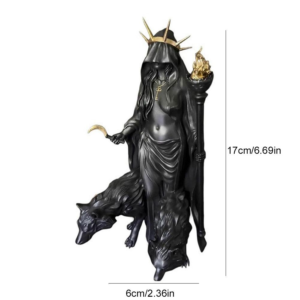 Mysterious Statue New Gothic Bookshelf Decor Black Robe Queen Figure Elegant Sitting Posture 3D Printed Statue Garden Bookshelf