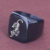 Retro European-American Style 18MM Laser Engraved Tiger Stainless Steel Ring for Women
