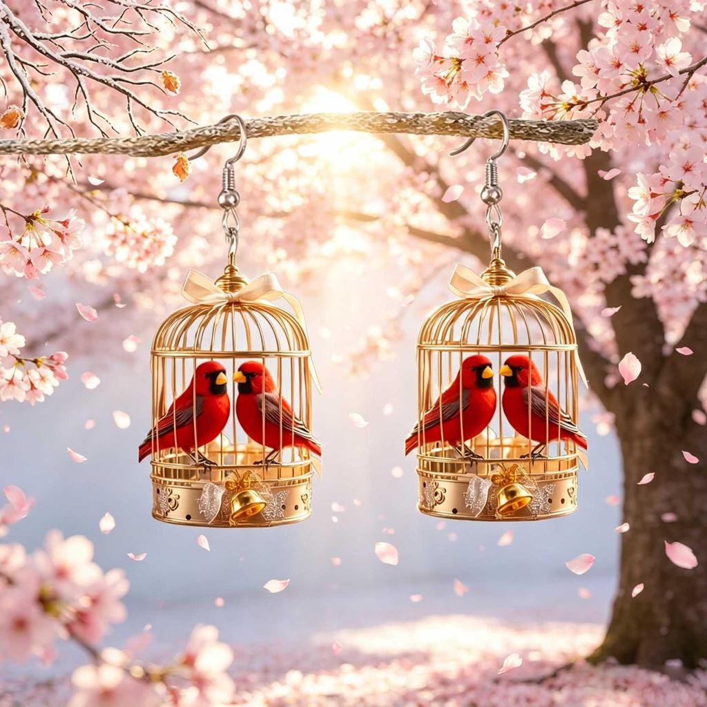 2024 Retro Spring Acrylic Bird Earrings - Colorful European & American Design