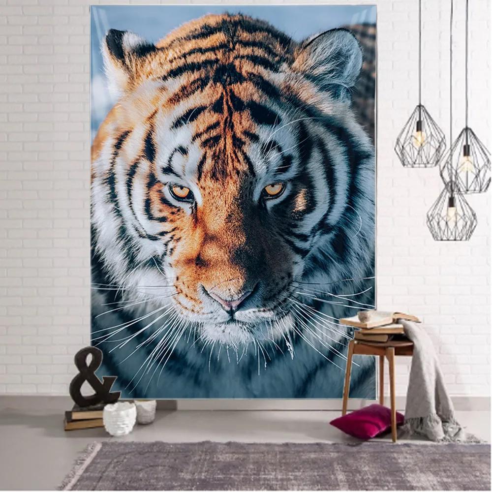 Blanket Curtain Home Bedroom Living Room Decoration Animal Ferocious Tiger Wall Hanging Tapestry Art