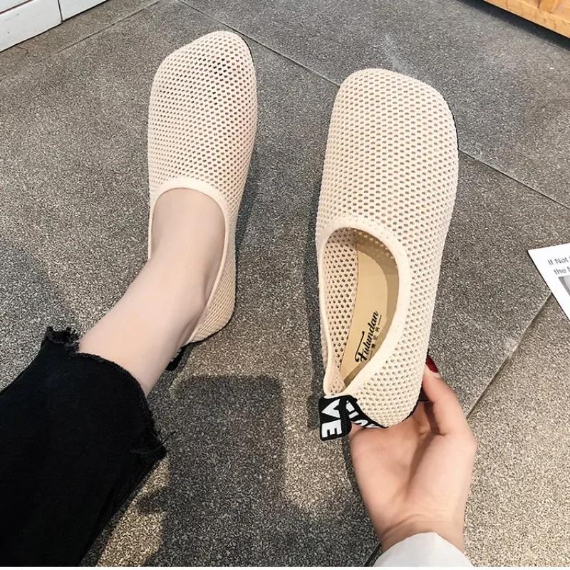 2025 High Quality Shoes Female Mesh Women's Flats Daily Casual Flats Women Soft Bottom Breathable Light Slip on Shoes Women
