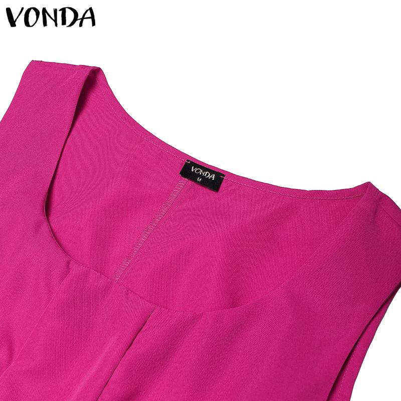 VONDA Women Sleeveless Side Zip-up Bow Knot Casual Mini Dress