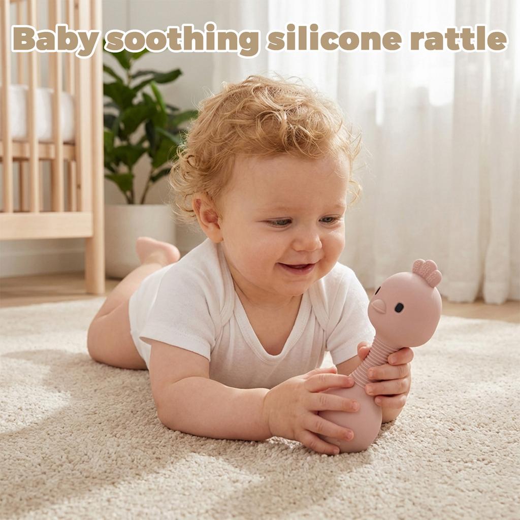 Infant Soothing Silicone Sand Hammer Baby Quiet Hand Rattle Toy For Grip Exercise And Teething