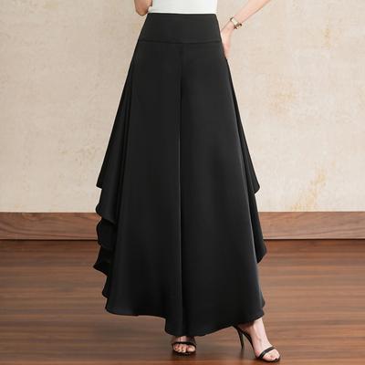 Damen High Waist Rüschen Weite Hosen – Fließende Maxi Palazzo Hosen (Größe 27-33)