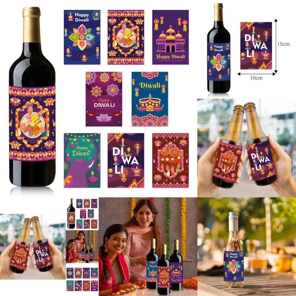 Diwali Decals Bottle Cultural Gala Event Decor Gift Wrapping Indian Festivals
