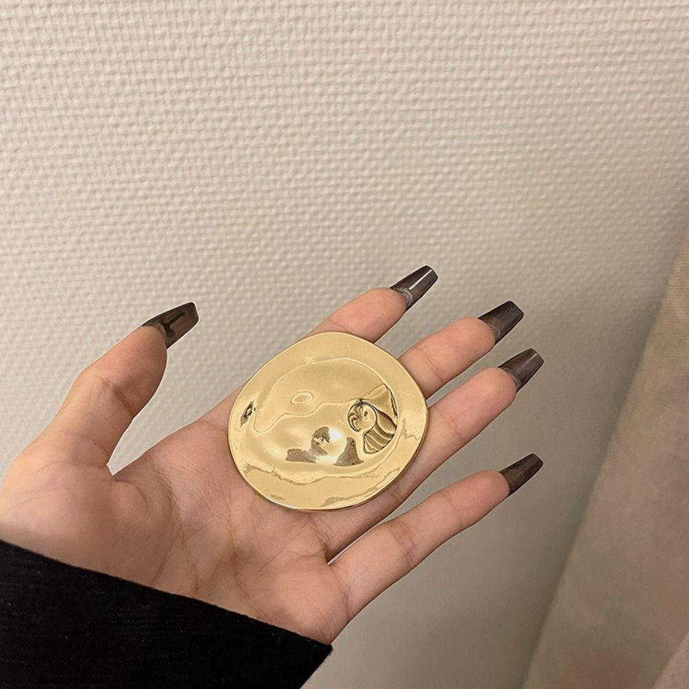 Jewelry Accessories Round Slice Brooches Zinc Zinc Alloy Big Statement Irregular Brooch Temperament   Gift
