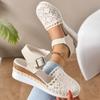 Sandals Women Braided Espadrille Knot Button Ankle Strap Wedge Sandals Linen Wedge Summer 6cm Heel Platform Espadrilles Shoes