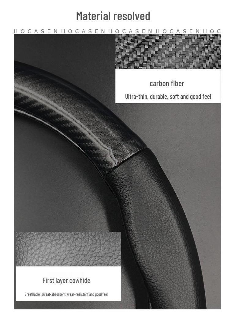 Car Steering Wheel Cover for Accord, CRV, XRV, Vezel, Spirior, and Crider - Carbon Fiber