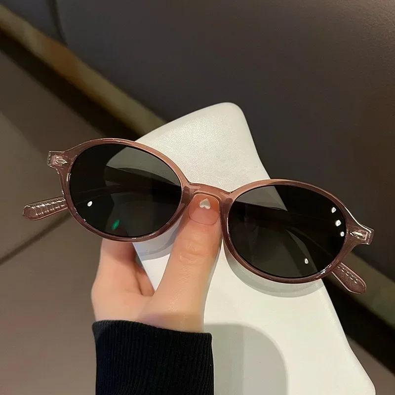 Retro Fashion Oval Frame Sunglasses Leopard Print Sunglasses Female High-Class Sense Of Street Shooting Uv Protection Sunglasses