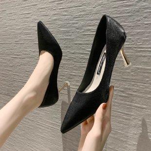 

Women s Slip-On Satin Heels , Pointed Toe Stiletto Pumps Summer Dress Shoes, One Step Flatless Elegant Pumps in Multipl 40 чорний