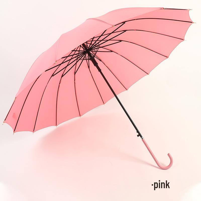 Sturdy 16-Rib Large-Handle Umbrella with Custom Logo for Primary School Students