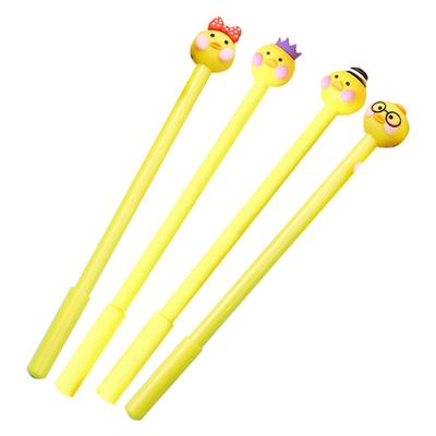 Duck Pens Removable Black Refill Draw Out Style Cartoon Soft Plastic Shape 0.5mm/0.02in Nib Glossy W