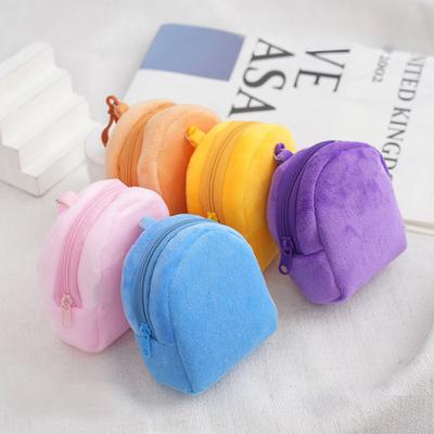 1 Stück Plüsch-Schultasche, Geldbörse, Kawaii, reine Farbe, Schlüsselanhänger, süße Brieftasche, Ausweistasche, Süßigkeiten-Münztasche für Frauen
