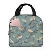 Vintage Bird And Botanical Branch Insulated Lunch Bag for Kid School Cooler Thermal Food Box Tote Portable Lunch Boxes Container