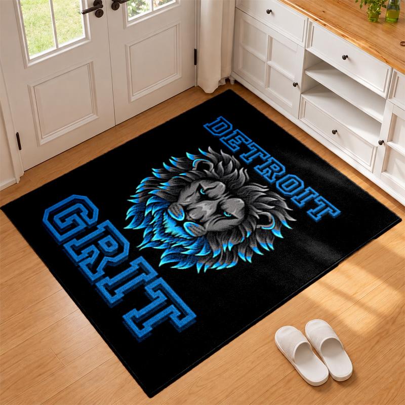 Detroit Lions Carpet Door Mat for Living Room or Bedroom Protective Mat Under Chair Office Decoration Christmas Gift Birthday Present