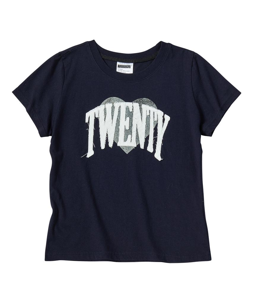 Eontaiteulseoul Untitle Crack Heart Applique Crop Short Sleeve Navy
